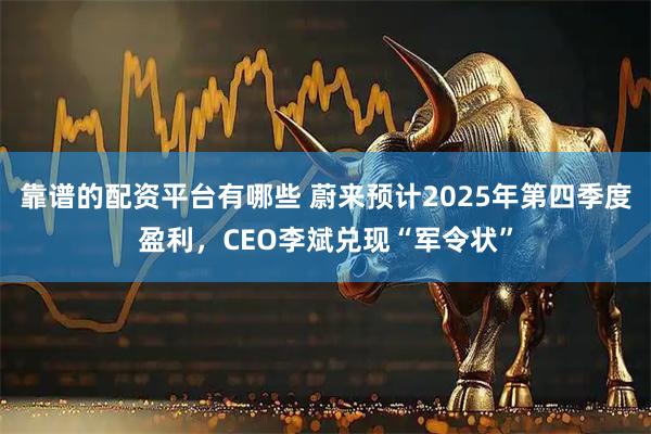 靠谱的配资平台有哪些 蔚来预计2025年第四季度盈利，CEO李斌兑现“军令状”